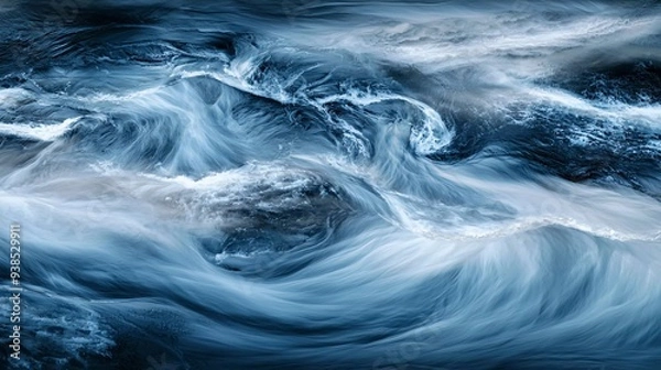 Fototapeta Abstract background. Waves of water of the river and the sea meet each other during high tide and low tide. Whirlpools of the maelstrom of Saltstraumen, Nordland, Norway which is very beautiful