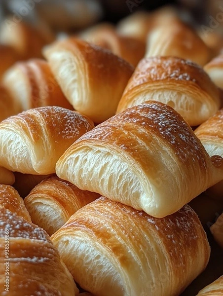 Fototapeta Crescent rolls taken as macro shots with intricate details highlighted