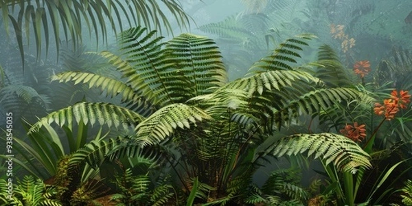 Fototapeta Angiopteris evecta: The Majestic Giant Fern from the Marattiaceae Family Noted for Its Remarkable Size and Distinct Parallel Growth Pattern