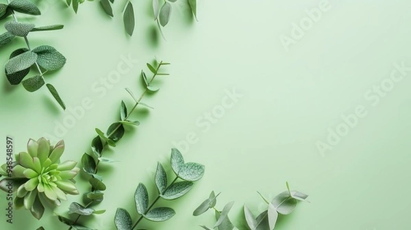 Fototapeta Stunning Green Beautiful and Minimalist Background: A Serene and Elegant Visual Delight. Bringing a Touch of Nature's Simplicity and Charm.