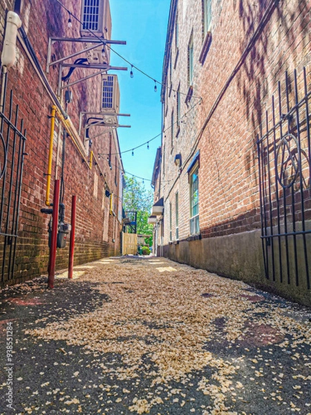 Obraz autumn leaves in an alleyway