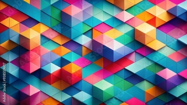 Fototapeta Bright Overlapping Geometric Shapes in Varied Colors, Modern and Energetic Backdrop for All Ages