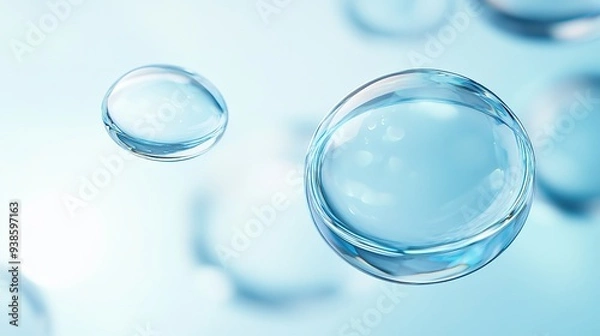 Fototapeta Ethereal Abstract Art of Floating Glass Lenses, Modern Technology and Eye Care Symbolism, Minimalist Aesthetics with a Touch of Movement and Depth