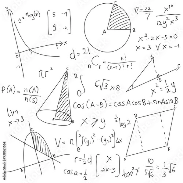 Obraz math doodle formulas