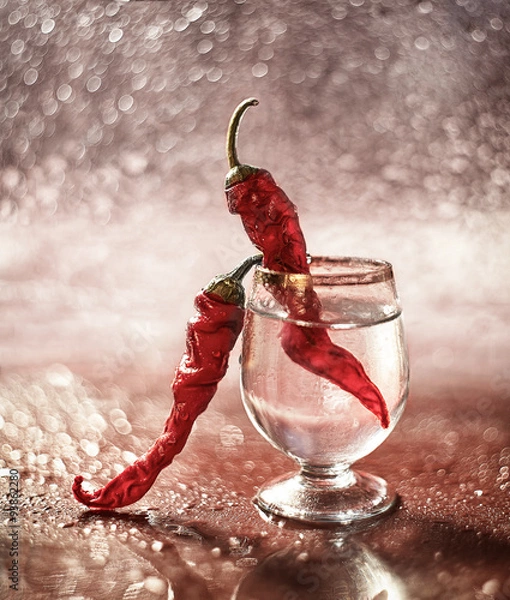 Fototapeta vodka with pepper