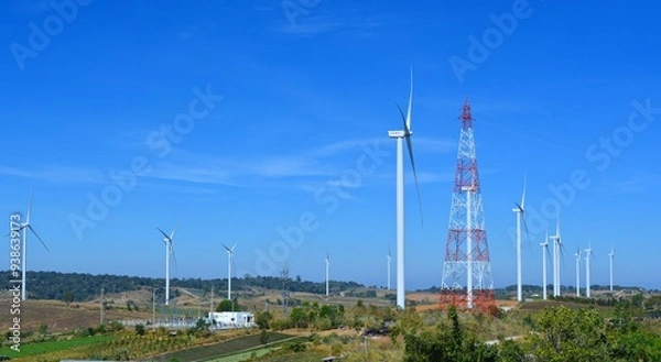 Fototapeta Wind turbine field, Khao Kho District, Phetchabun Province, Thailand