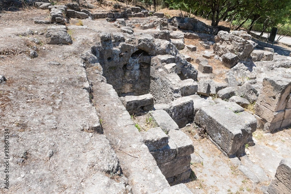 Fototapeta Ruins  of stone city buildings from 1st 2nd centuries AD near the Beit Shearim necropolis near Kiryat Tivon city in northern Israel