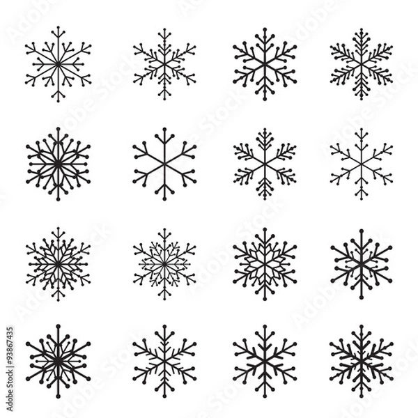 Fototapeta Collection of Black Snowflakes.