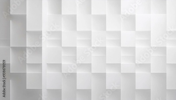 Obraz White color technology concept geometric square background. square 3d Modern Abstract white background design. Minimal geometric white light background abstract modern design template