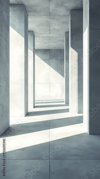 Fototapeta Empty scene under sunlight, minimalist design of modern architecture