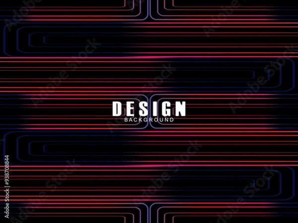Fototapeta Futuristic abstract technology shining rainbow light lines with modern lines pattern black background. Vector minimal line background with text for social media covers, headers, etc.	