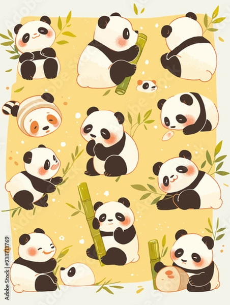 Obraz "Cuddly Cuteness! Anthropomorphic Panda Series, Blending Nature's Charm with Heartwarming Humanity"