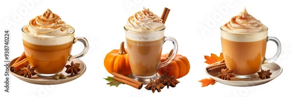 Fototapeta pumpkin spice latte isolated on transparent background