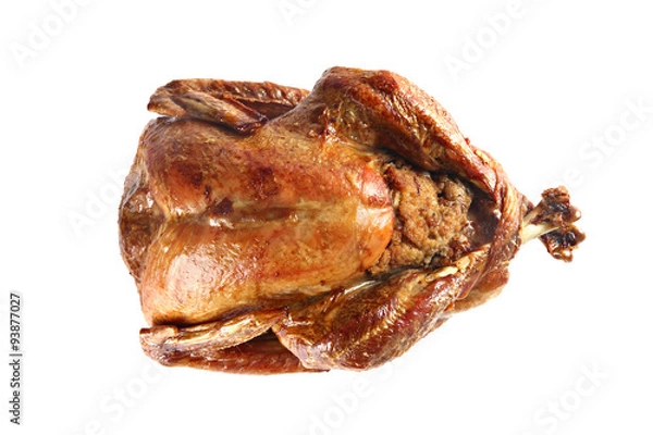 Obraz Roast turkey isolated on white background, shallow focus