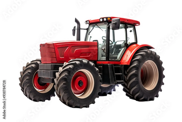 Fototapeta High-resolution PNG of a classic farm tractor isolated on transparent background for agricultural and farming design projects, ideal for creating realistic rural landscapes and farm equipment