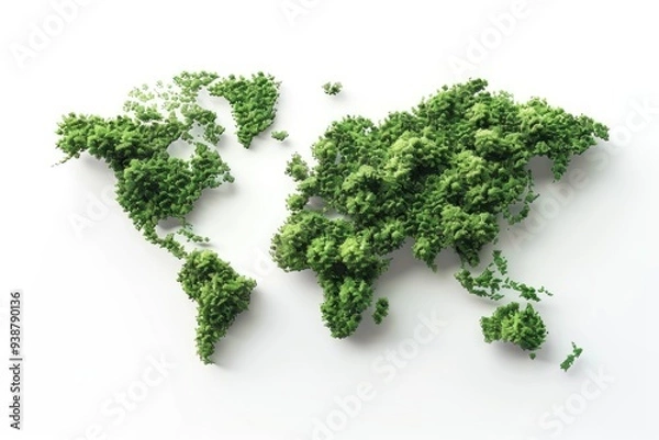 Fototapeta 3D green world map for Earth and environment awareness.