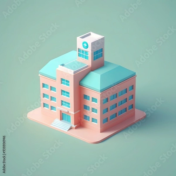 Obraz Isometric 3D Model of a Hospital