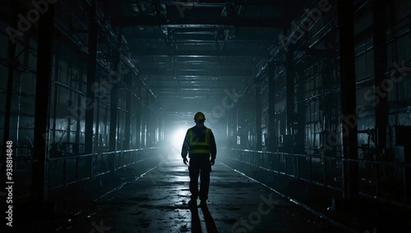 Fototapeta epic photo of technicians in industrial work area with low light made by AI generative