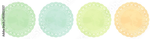 Obraz 水彩風レース生地セット4_ナチュラル系