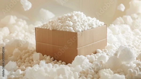Fototapeta Secure online shipping , Packing peanuts for shipping , Safe shipping materials , Fragile item shipping