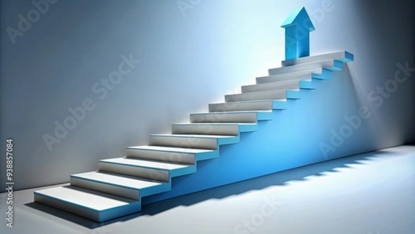 Fototapeta An Illustrative Image Depicting A Set Of Stairs Ascending Upward, Representing Progress, Achievement, Or Upward Movement.