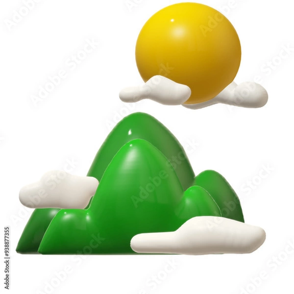 Fototapeta 입체 산과 달