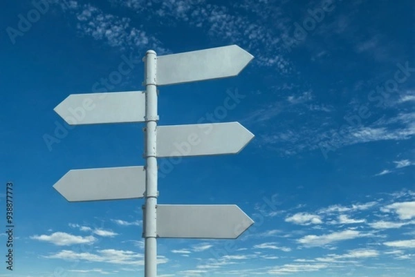 Obraz White signpost six arrows pointing different directions is Image