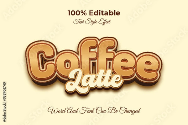 Obraz Coffee latte editable text effect template