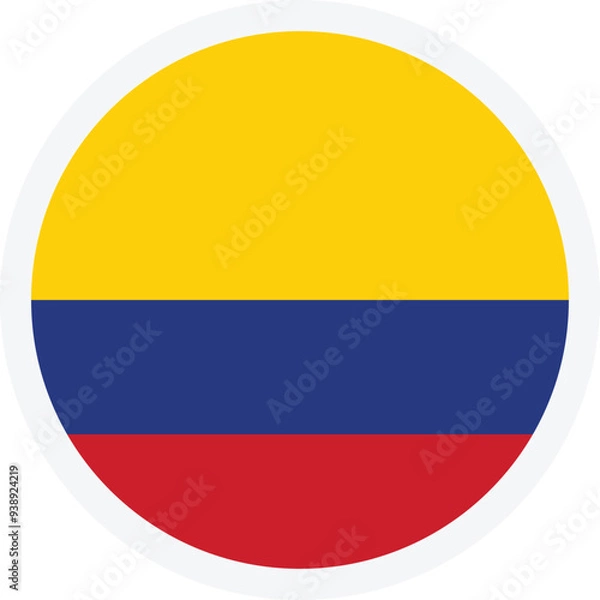 Obraz Flag of Colombia. Round icon on transparent background. Flat style