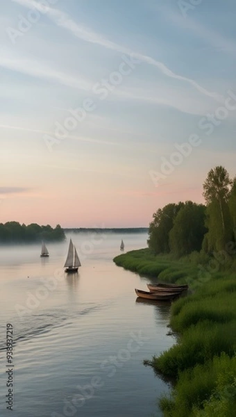 Obraz sunset on the river