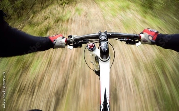 Obraz velocità in bicicletta. pov original point of view