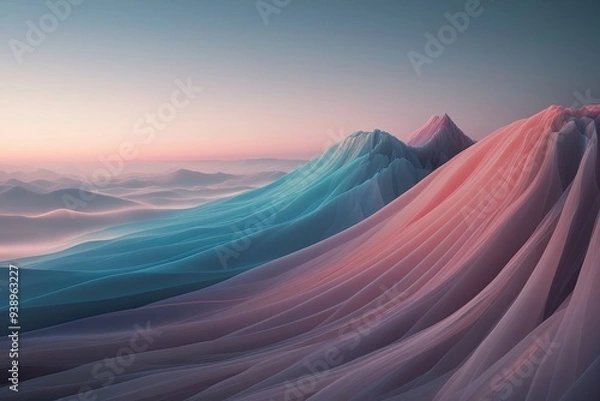 Fototapeta Serene Multi-Layered Visualization with Gentle Colors and Fluid Motion