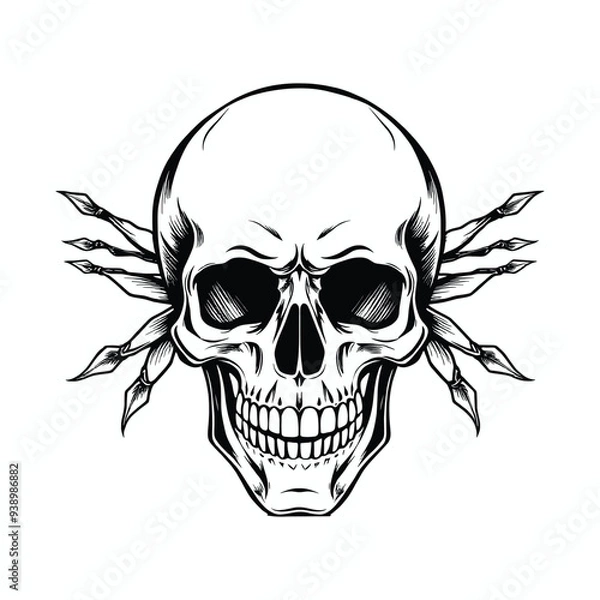 Obraz Intricate Skull Design with Spikes