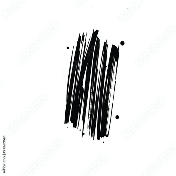 Obraz Vertical Black Brush Strokes with Ink Splatter