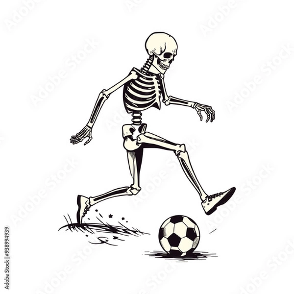 Obraz Skeleton Running After a Soccer Ball
