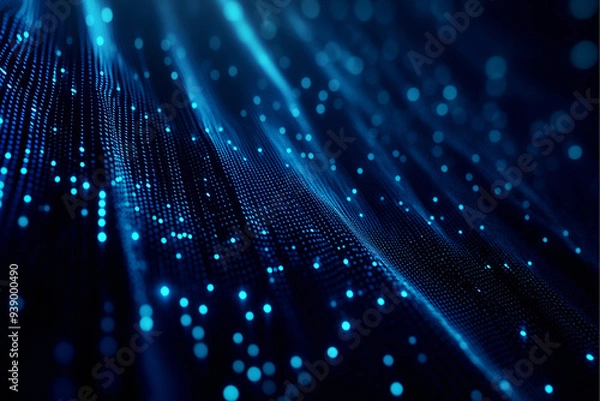 Fototapeta Digital networking gradient color dots lines abstract background