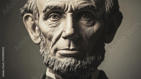 Fototapeta This artwork showcases a meticulously crafted portrait emphasizing the features and expressions of a significant American leader, highlighting their impact and legacy