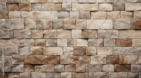 Fototapeta Decorative old stone wall texture close up. Neural network ai generated art