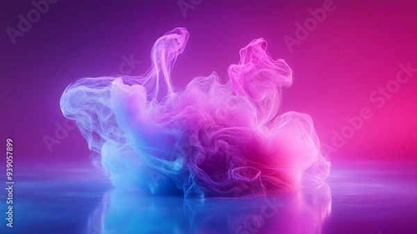 Fototapeta Ethereal Nebula with Gradient Colors and Reflective Surface