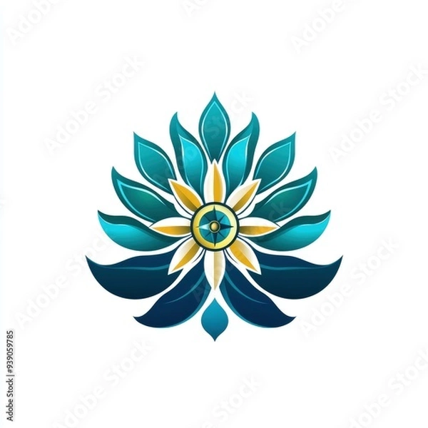 Fototapeta Abstract Floral Design with Blue and Yellow Color Scheme