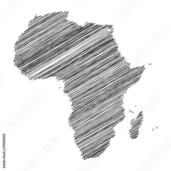 Fototapeta Africa Map Hand Drawn Scribble