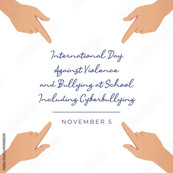 Fototapeta International Day Against Violence and Bullying at School including Cyberbullying vector design template good for celebration usage. flat design. eps 10.
