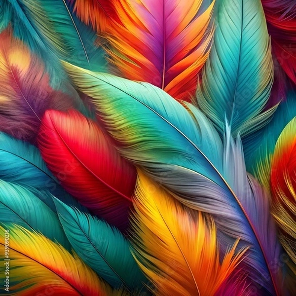 Obraz colorful feathers background closeup