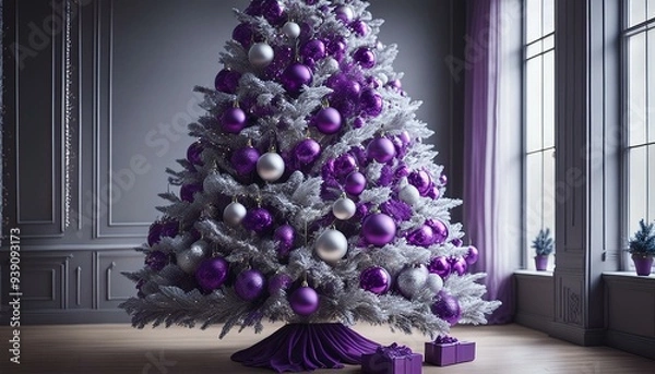 Obraz Weihnachtsbaum Scene Violet Silber