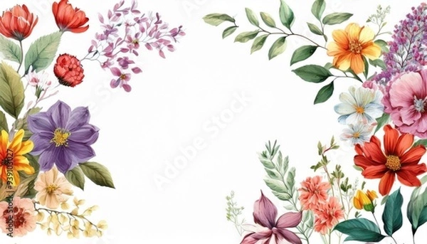 Fototapeta spring flowers frame