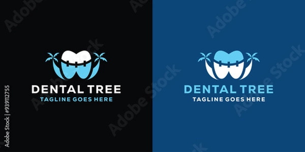 Fototapeta Dental Tree Logo Creative Vector Design