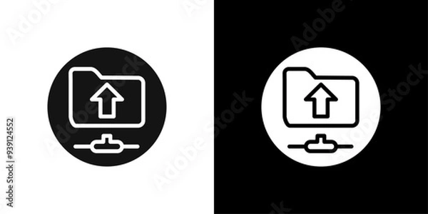 Fototapeta FTP navigate up icon Flat vector set outline
