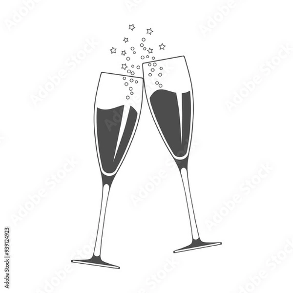Obraz Two clinking glasses icon. Vector illustration.