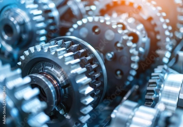 Fototapeta Close-up of Interlocking Gears