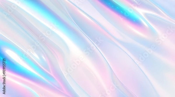 Fototapeta Holographic background seamless trendy iridescent light foil texture. Soft holographic pastel unicorn marble background pattern. Modern pearlescent blurry abstract swirl illustration.	